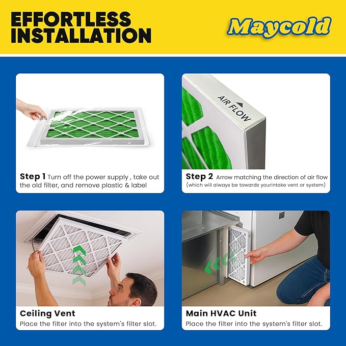 Maycold 24x30x1 MERV 13 Furnace Air Filter, High-Performance HVAC AC Filters