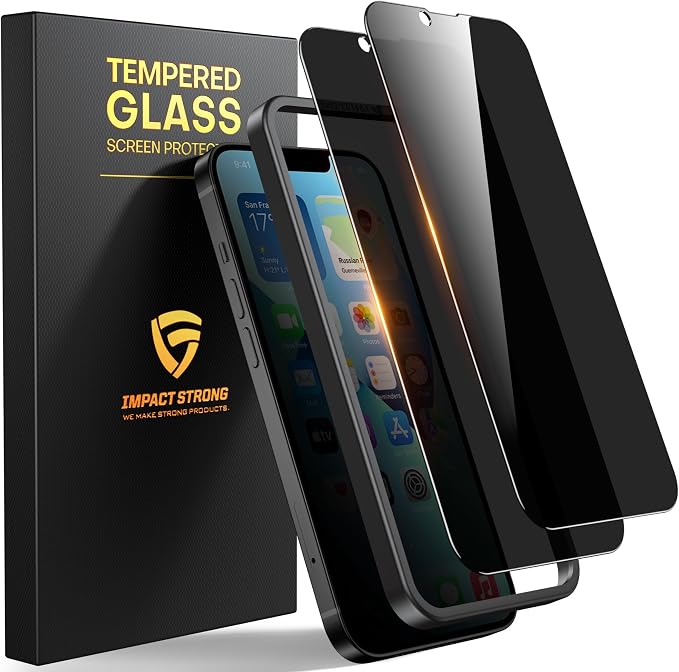 ImpactStrong Anti-Spy Privacy Screen Protector for iPhone 11 / iPhone XR (6.1-Inch) 9H Tempered Glass Shatter-Resistant Anti-Scratch Easy Install Kit Case Friendly 2-Pack
