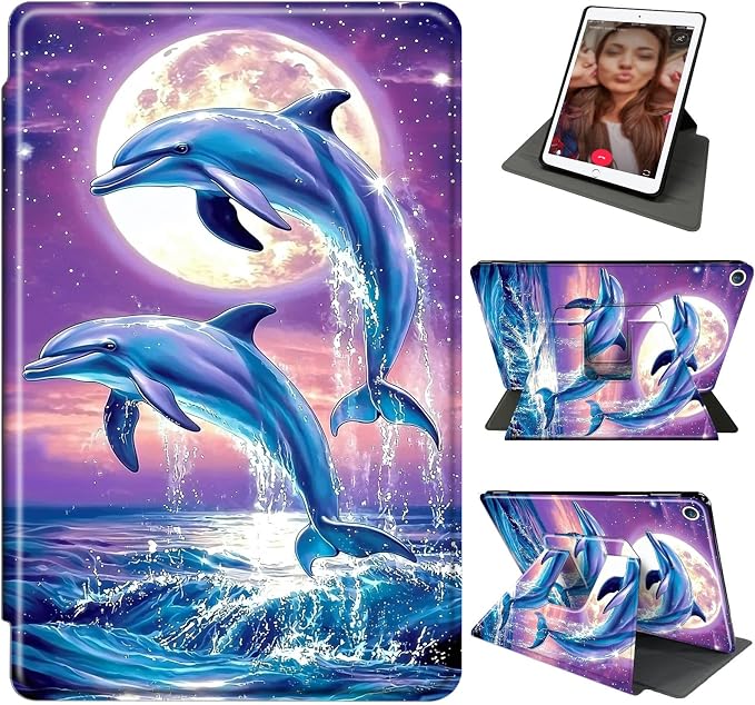 for iPad 10.2 Rotating Case 360° Protection Adjustable Kickstand Cover for iPad 10.2 (7th8th9th Generation) Shockproof Durable Lightweight PU Leather for iPad 10.2 Stand Case Basketball