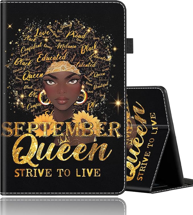 Case Fits All-New Amazon Kindle Fire HD 10 &amp 10 Plus Tablet (13th/11th Generation 2023/2021 Release) 10.1 Durable Shockproof Protective Cover with Auto Wake/Sleep，Black Woman Queen Afro Design