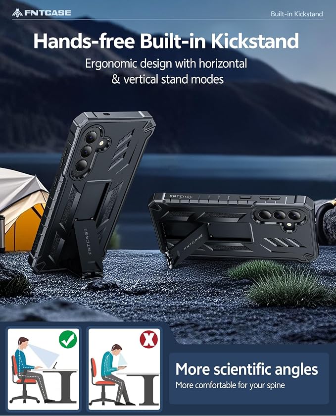 FNTCASE for 11 Pro XL Case Rugged Kickstand 2 Front Frames Black | Built-in Screen Protector 20FT Military-Grade Drop Protection Rugged Heavy Duty Shockproof Full Body Protective Cover