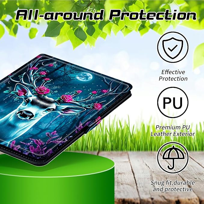 for Walmart Onn 10.1 2024 Onn 10.1 Gen 4 Universal Tablet Case 360 Degree Rotating Kickstand Protective Stand Case with Multiple Viewing PU Leather Shell Case Black Book Cat