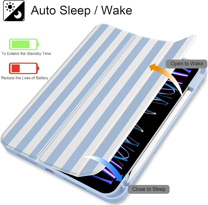 Tuiklol for iPad Pro 11 Inch 4th / 3rd / 2nd / 1st Gen (2022 2021 2020 2018) Case -Built-in Pencil Holder Shockproof Cover Clear Transparent Back Shell with Auto Wake/Sleep Black Flower