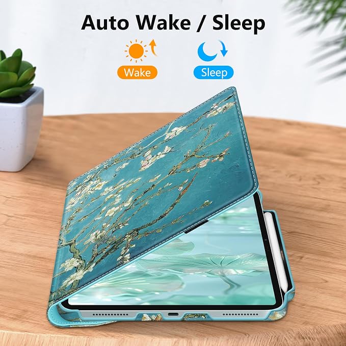 Fintie Rotating Case for iPad Air 13-inch M4/M3/M2 (2026/2025/2024) | 360° Swivel Stand Landscape &amp Portrait Viewing Shockproof Protective Cover Pencil Holder Auto Sleep/Wake Black