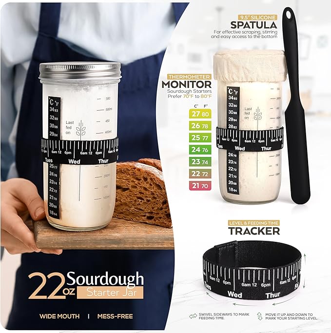 Wild Sky Co Sourdough Starter Kit For Beginners, Complete Bread Making Kit With Banneton Proofing Basket, Silicone Sourdough Baking Supplies, Beginner Sourdough Starter Kit, Sourdough Kit