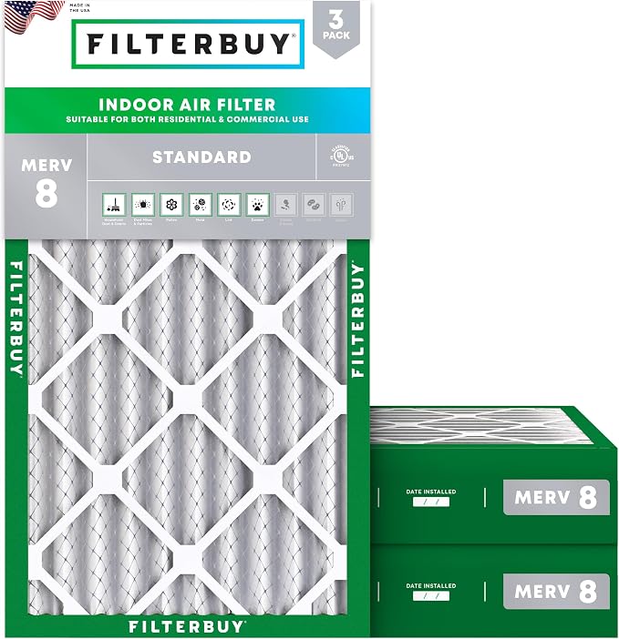 Filterbuy 16x24x4 Air Filter MERV 8 Essential Dust & Allergy Defense,