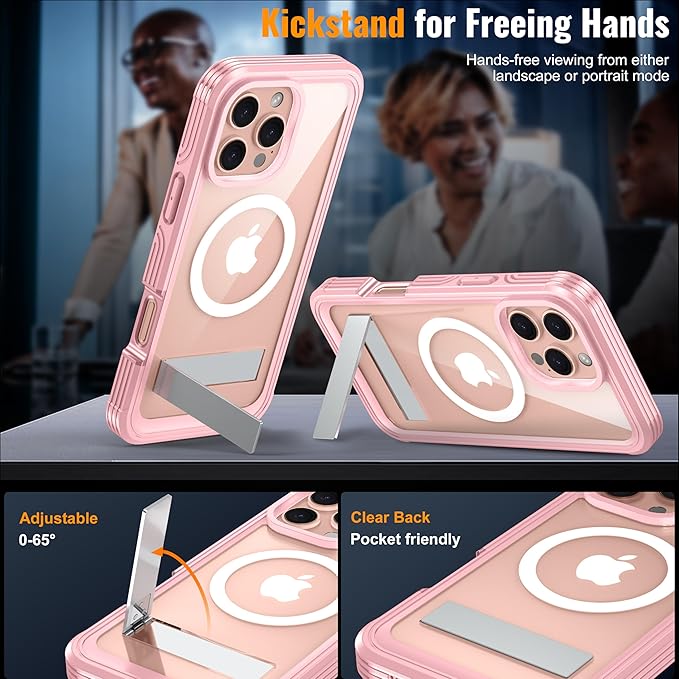 360° Protection Magnetic for iPhone 16 Pro Case Built-in 9H Privacy Screen Protector & Metal Stand[Fit for Magsafe][Anti-Spy][Lens Protector] Heavy Duty Shockproof Phone Case for iPhone 16 Pro