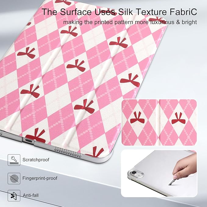 for iPad Air 11-inch M4 2026 M3 2025 M2 2024 iPad Air 5th 2022 / 4th Gen 2020 10.9-inch Slim Foldable Stand Hard PC Translucent Back Shell Smart Cover - [Auto Wake/Sleep]-Black Polka dots