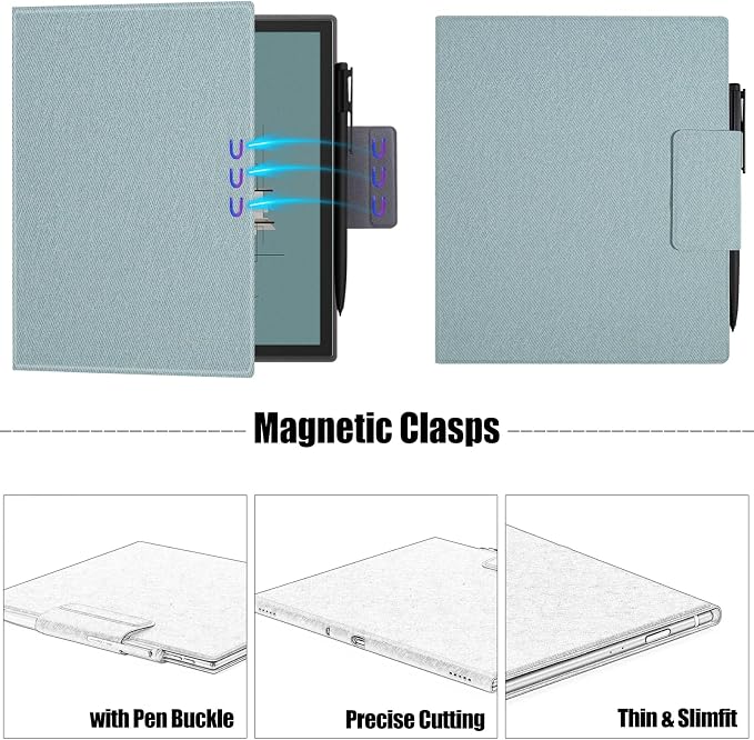 Magnetic Case for 10.3 Boox Note Air 5 CDark Blue | PU Leather Protective CoverSlim &amp LightweightPen Buckle Designwith Auto Sleep/Wake