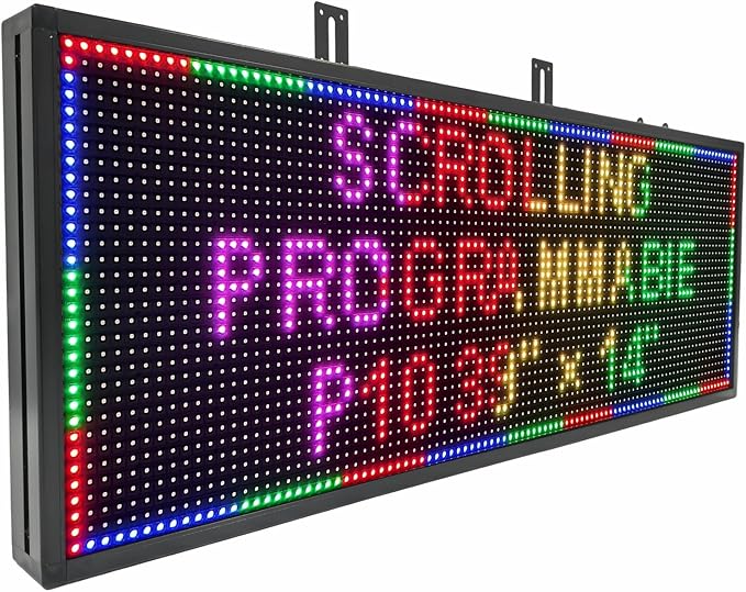 P10 LED Signs, Scrolling Led Programmable Sign Display 39"x14" , Multiple Colors Digital Message Board LED Open Signs For Business, WiFi Control Display Screen Menu Board Custom Banner Word, Outdoor and Indoor