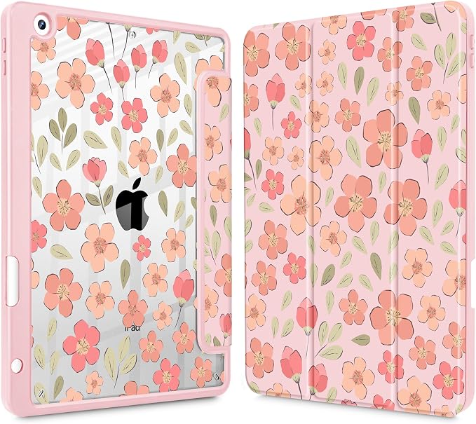 May Chen for iPad 9th Generation with Pencil Holder iPad 8th/7th Gen Case 10.2-inch [Penceil Holder] Trifold Stand Auto Wake/Sleep Clear TPU Protection Back Cover Ballet Shoes