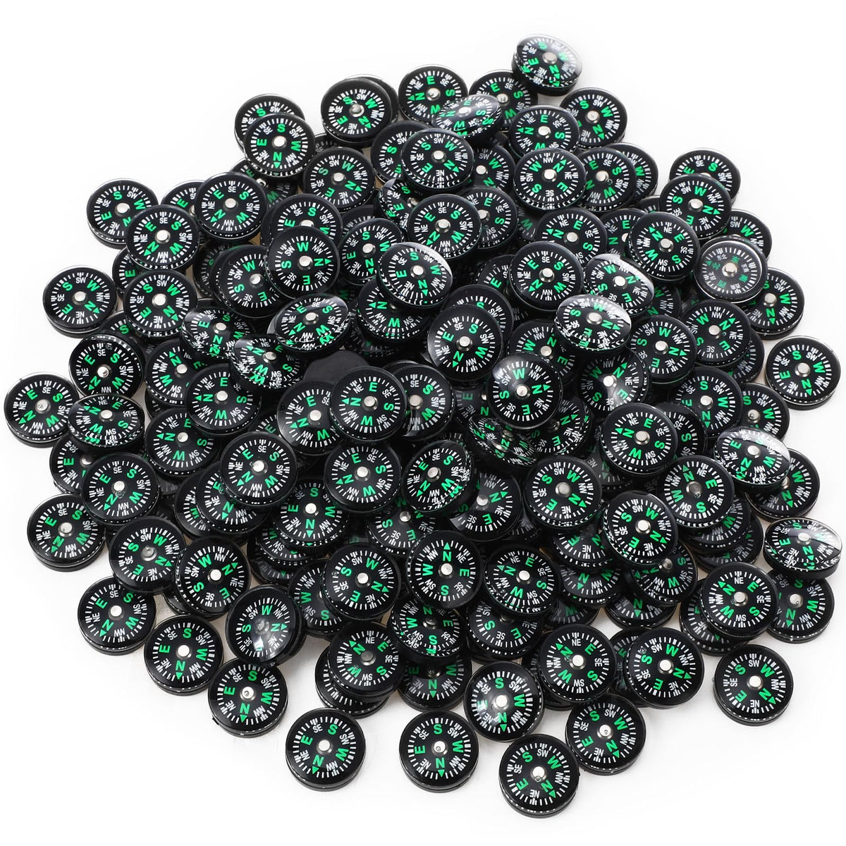 Kanayu 200 Pcs Mini Button Compass, 20mm Small Pocket Compass Bulk for Survival Kits, Classroom Rewards, Party Favors, Camping Hiking Outdoor Gear