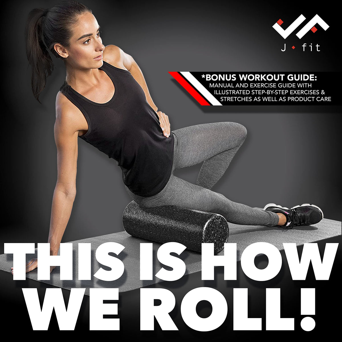 JFIT High Density Foam Roller, Black (New), 36-Inch