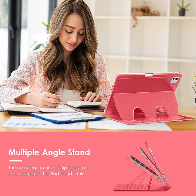VIKESI Case for iPad Pro 11 inch (M5/M4) 2025/2024Multiple Angles Magnetic Stand CoverShockproof BackPencil Holderand Auto Sleep/WakeBlack