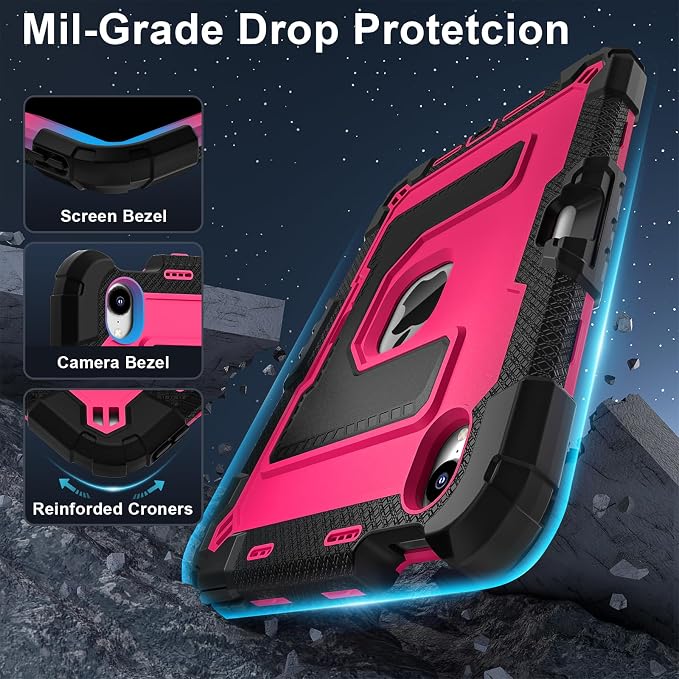 Kids Case Compatible with iPad mini 7 A17 pro 2024 Mini 6 8.3”Colorful Shockproof Case with Pencil Holder and Adjustable Big StandHandle Strap for iPad mini 6th 7th Gen