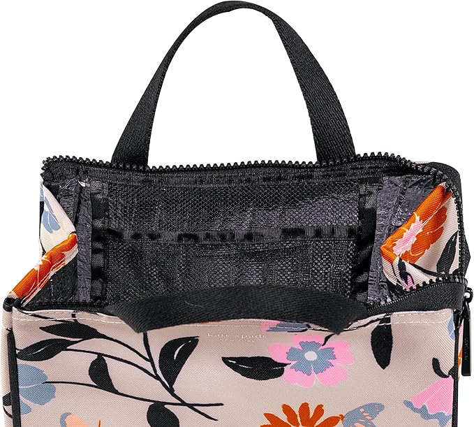 kate spade new york Portable Soft Cooler Lunch Bag, Thermal Tote with Insulated Interior Lining and Storage Pocket, Lunch Tote for Women, Floral Garden