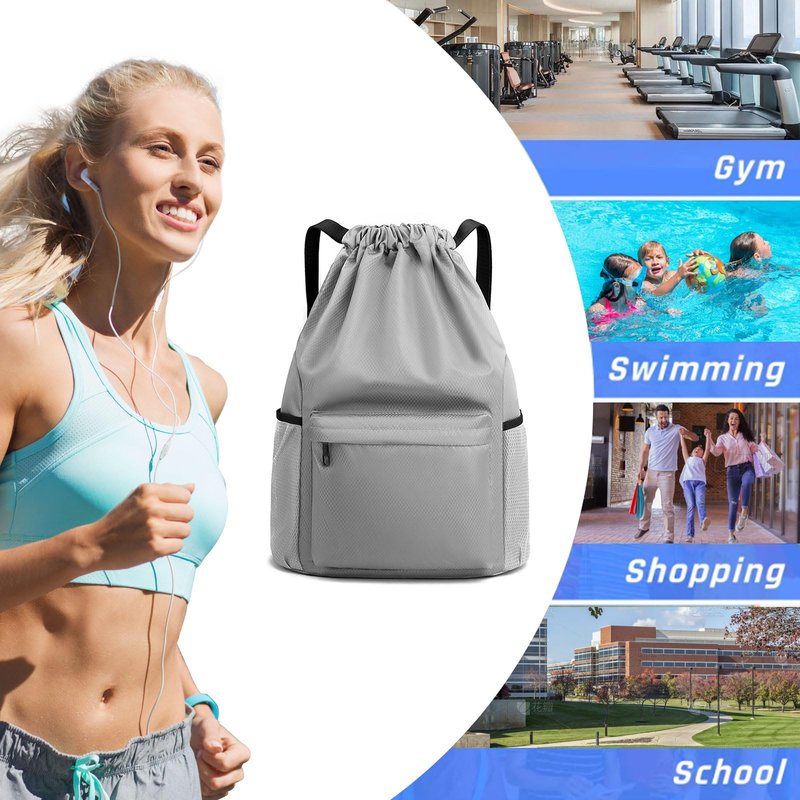 ZAYOKO Drawstring Backpack Waterproof Gym String Bag for Women Men, Pull String Sport Soccer Basketball Bags