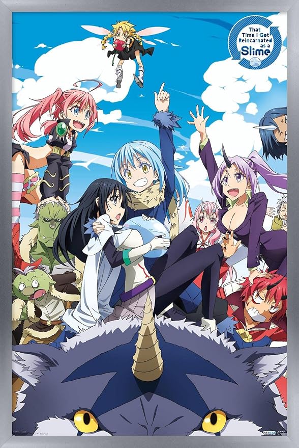 Trends International That Time I Got Reincarnated As A Slime - Group Wall Poster, 14.725" x 22.375", Silver Framed Version