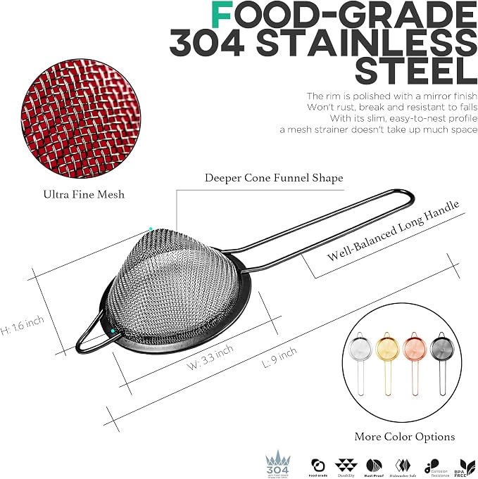 Homestia 304 Stainless Steel Fine Mesh Strainer
