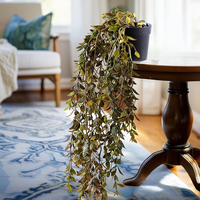 Artificial Hanging Plant 2 Pcs Faux Plant Ivy Vine Faux Eucalyptus Vines Fake Potted Greenery for Wall Living Room Home Shelf Office Bathroom Outdoor Indoor Decor (Type 3)