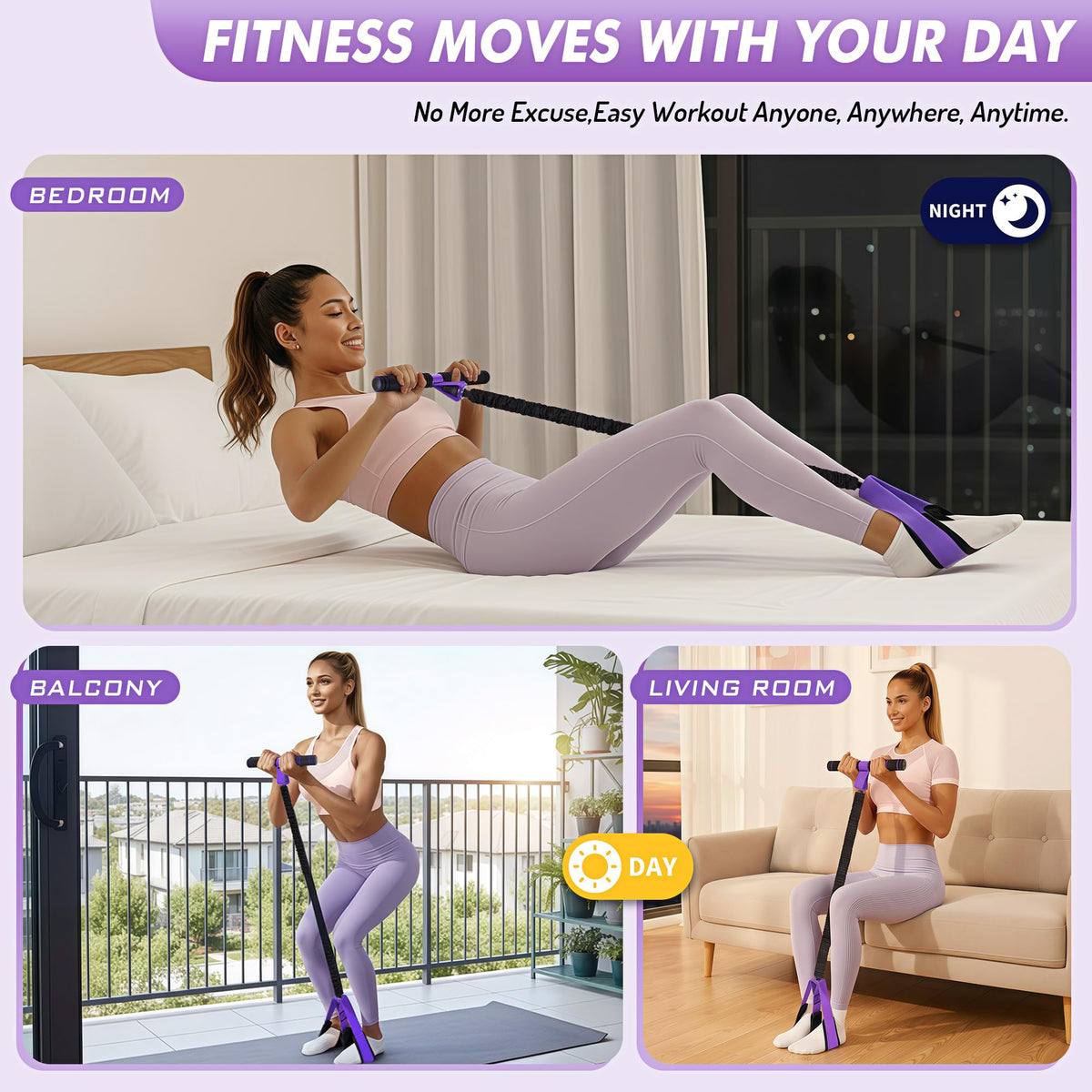 KRNIUC Pedal Resistance Band with Handle | Upgraded 55LBS Exercise Resistance Bands for Core, Abs, Legs, Glutes, Arms, Strength, Physical Therapy, Pilates, Sit Up Workout Equipment for Women Home Gym