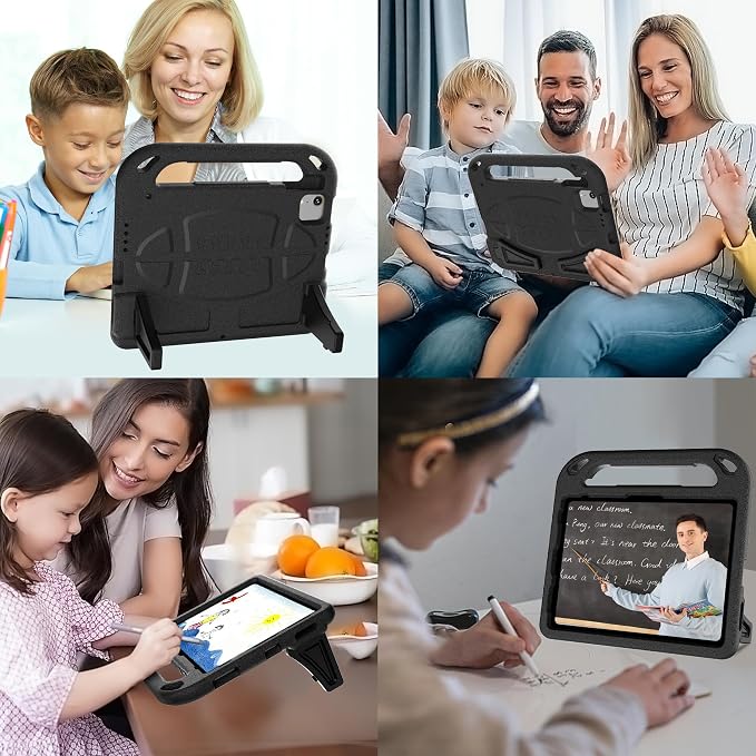 iPad Pro 11 Inch (2024/2022/2021/20202018) Heavy Duty Protective CaseKids Case for New iPad 11th Gen (A16) 11-inch 2025 &amp 10th gen10.9 2022 &amp Air 11 2025/2024 &amp Air 5th/4th -Black