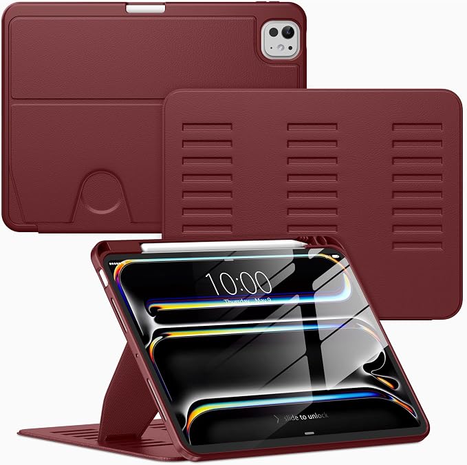 VIKESI Case for iPad Pro 11 inch (M5/M4) 2025/2024Multiple Angles Magnetic Stand CoverShockproof BackPencil Holderand Auto Sleep/WakeBlack