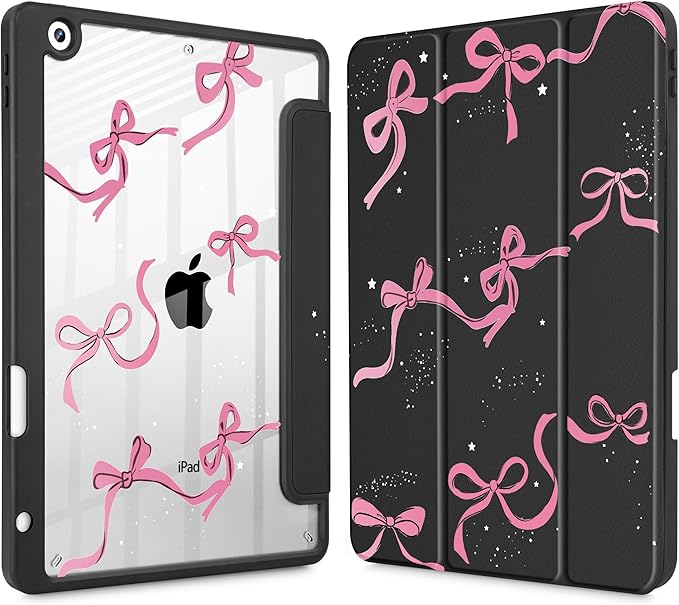 May Chen for iPad 9th Generation with Pencil Holder iPad 8th/7th Gen Case 10.2-inch [Penceil Holder] Trifold Stand Auto Wake/Sleep Clear TPU Protection Back Cover Ballet Shoes