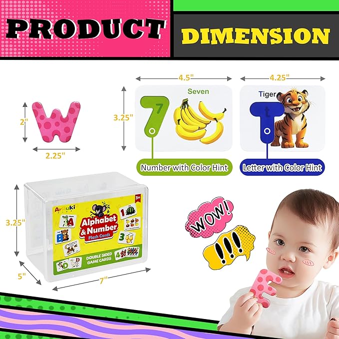 Alphabet Flash Cards Magnetic Letters Puzzle ABC Sight Words Matching Games for Kids 3-5, Toddler Preschool Montessori Educational Toys for 3+ Year Old