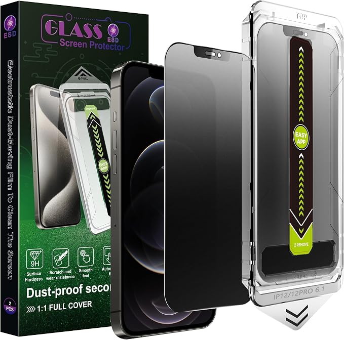 2 Pack Matte Privacy Anti-Spy Screen Protector for iPhone 12/12 Pro (6.1-Inch)9H Tempered GlassAnti-GlareFull CoverageAnti-FingerprintAuto Dust RemovalBubble-Free