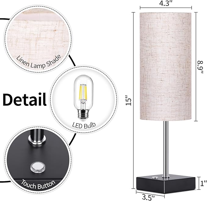 AVV Cordless Table Lamp with Dimmable, Rechargeable 3 Modes Battery Powered Bedside Lamp, Battery Operated Lamps for Night Stand, Touch Lamp for Bedroom, Living Room, Reading Room, 15 Inch Beige