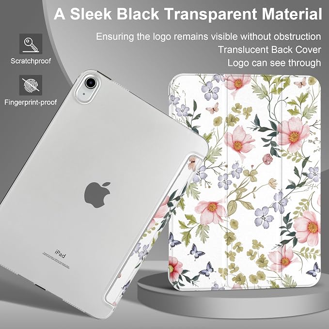 MecBevia Case for iPad (A16) 11th Generation 11 Inch (2025) iPad 10th Generation 10.9 Inch (2022) Hard PC Back Cover Auto Wake/Sleep Pastel Waves