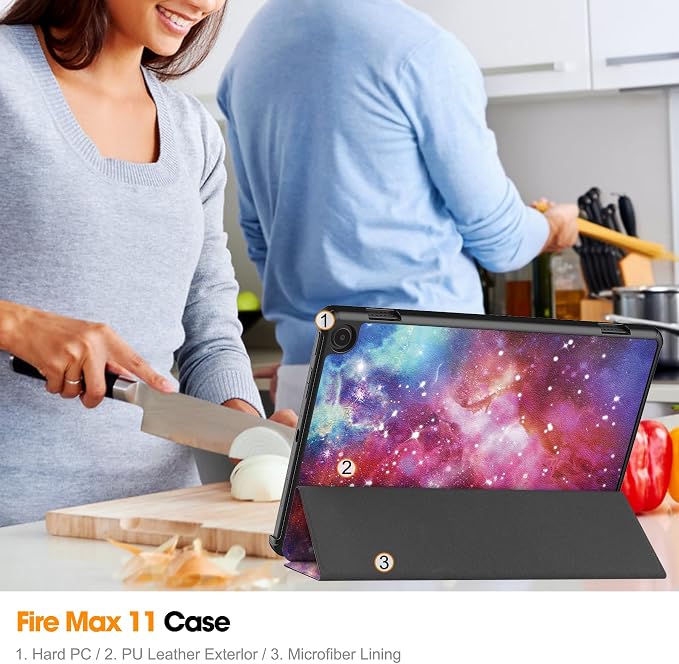Gylint Case for Fire Max 11 Tablet Folding Folio Ultra-Thin PU Leather Stand Case Cover for Fire Max 11 2023 Release Draw
