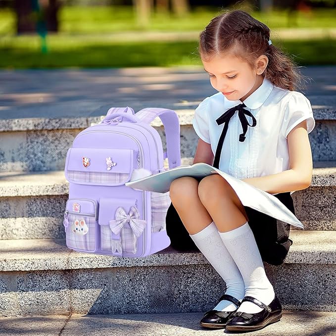 Girls Backpack,Kids School Backpack With Lunch Box Pencil Case Set,Cute Childrens Schoolbag For Girls