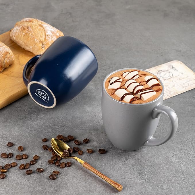 GBHOME 12oz Coffee Mugs Set of 6, Large Ceramic Coffee Mugs for Man, Woman, Dad, Mom, Modern Coffee Mugs Set with handle for Tea/Latte/Cappuccino/Milk/Cocoa. Dishwasher&Microwave Safe,Multi-Color