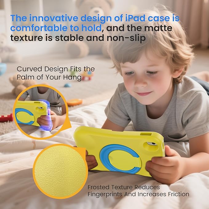 pepkoo Kids Case for iPad (A16) 11th/10th Gen Heavy Duty Shockproof Cover | Full Protection of Body Super Shockproof and Heavy Duty Non-Slip Case for iPad，With a 360-degree rotating stand (Blue Gree