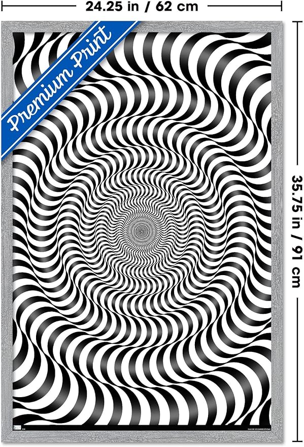 Trends International Zebra Stripe Optical Illusion Wall Poster, 34L x 22.4W, Gray Framed Version