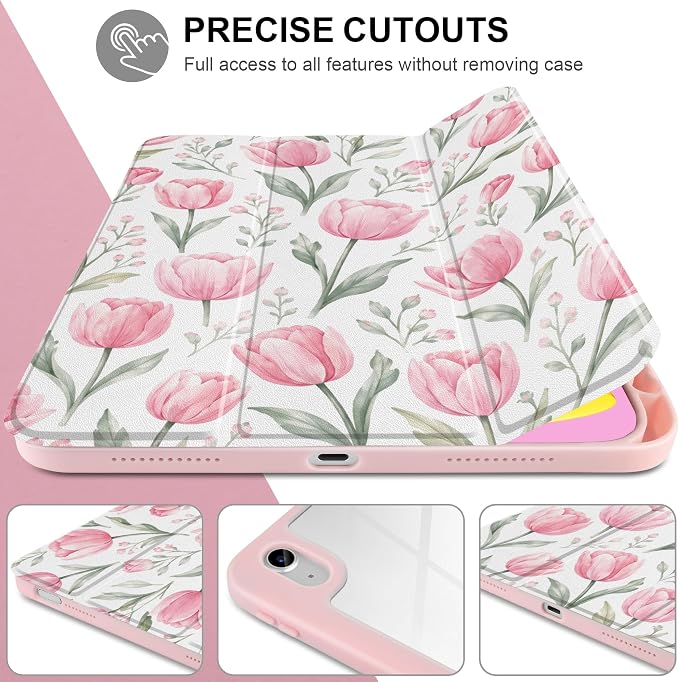 Case for iPad (A16) 11th Generation 11 inch 2025 /iPad 10th Gen 10.9 2022 - Aesthetic Cute Preppy Design Trifold Cover with Soft TPU Bumper Clear Back Auto Sleep/Wake Waves