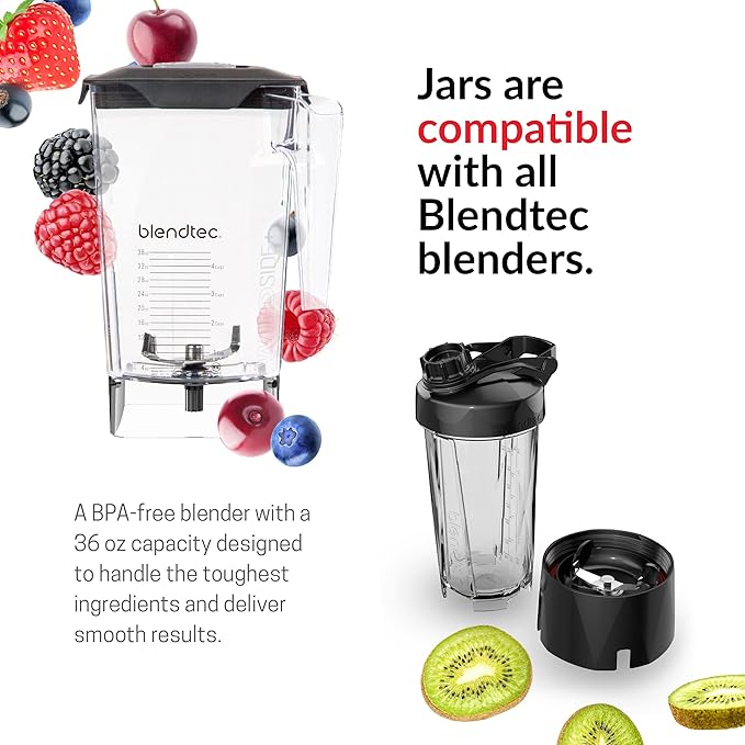 Blendtec Designer Series Blender (Red), WildSide+ Jar & GO Travel Bottle