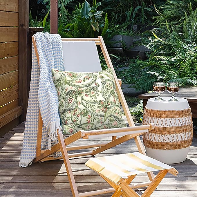 Outdoor Throw Pillow Covers 18”x18”, Decorative Pillow Covers for Patio Furniture, Modern Cushion Cases for Garden Couch Home Sofa Bed Office Chair, Pack of 2,Faylinn Shadow Paisley