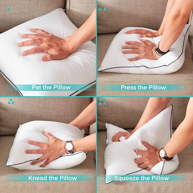 22x22 Inch Pillow Inserts Set of 2-100% Cotton Cover, Square Decorative Throw Pillows for Couch, Sofa, Chair, or Bed (2 Pack, 22x22 Inch)