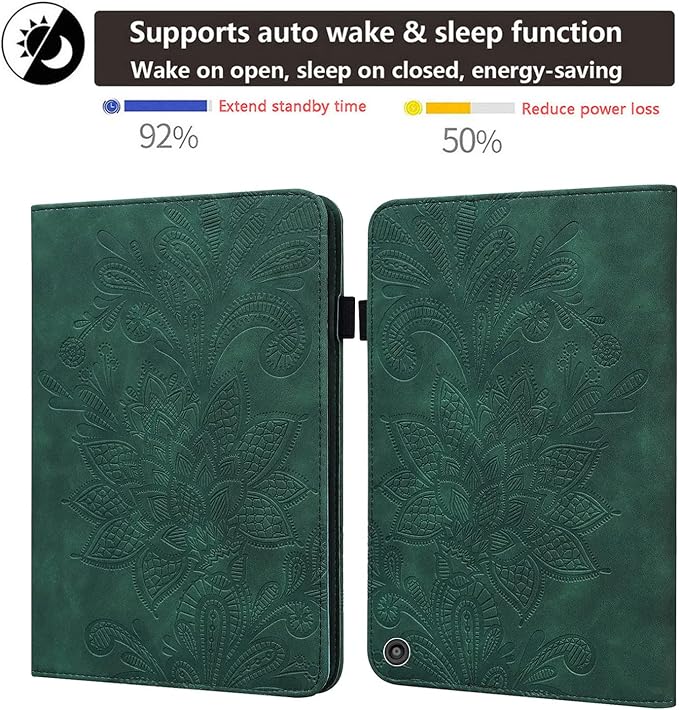for Kindle Fire HD 8 Tablet (only Fits 10th Generation) &amp Fire HD 8 Plus 8 Case 2020 with Stand/Pencil Holder/Card Pocket/Elastic Band Embossed PU Leather Floral Cover Brown Peacock Flower