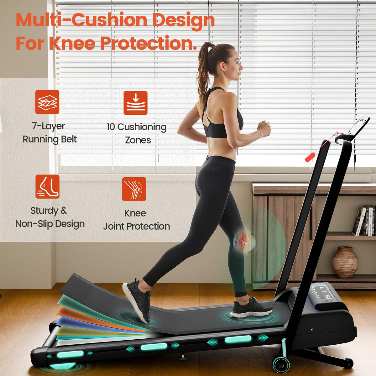 Trygoal Treadmill with 12% 11-Level Auto Incline, Walking Pad with Handle Bar, 450 lbs Capacity, Under Desk Foldable Treadmills with Bluetooth Speaker, Powerful Walking Pad for Home, APP Connect
