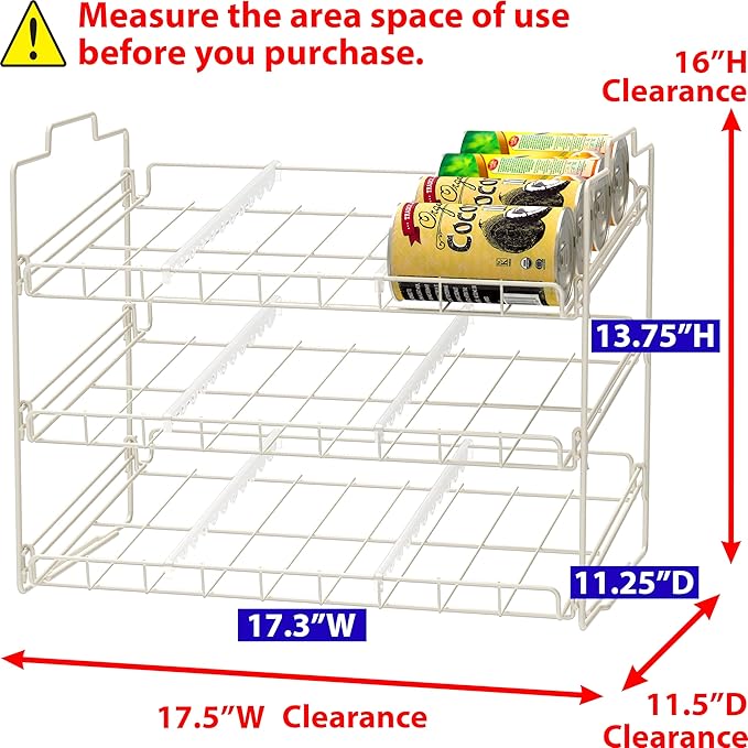 Deco Brothers Stackable Can Rack Organizer for Kitchen and Pantry, Holds Up to 36 Cans, White