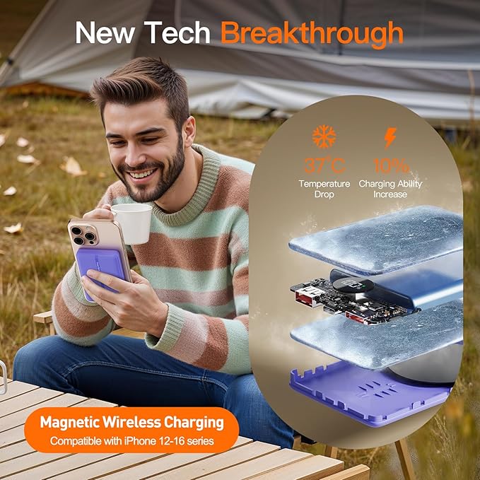 Magnetic Portable Charger, 16800mAh Wireless Power Bank, with 20W USB-C Fast Charging and LED Digital Display Magnetic Battery Pack, Compatible with iPhone 16/15/14/13/12 Full Series (2025)