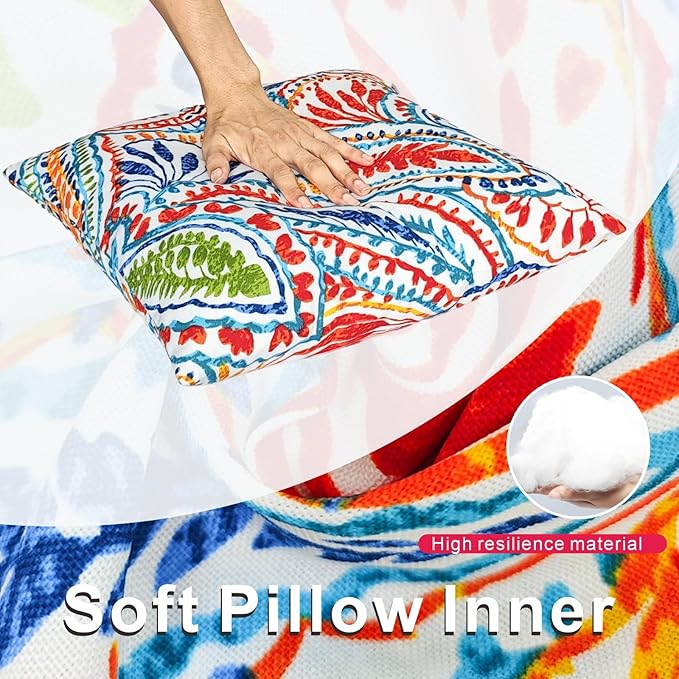 Outdoor Throw Pillows - Decorative Pillows with Insert Included Set of 2 Outdoor Pillows for Patio Furniture 18x18 Inch