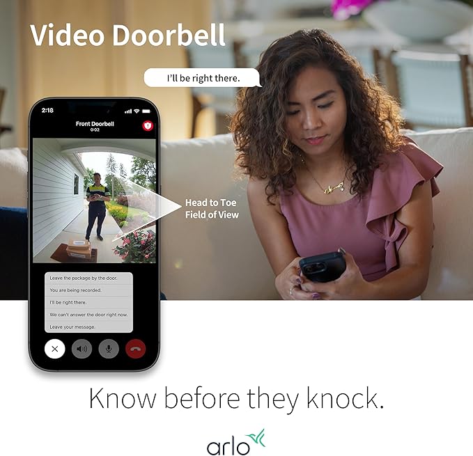 Arlo Video Doorbell 2K (2nd Gen, Latest Release), Wireless or Wired Option, 2-Way Audio, Night Vision, Head to Toe Video View, Package Detection, Person & Vehicle Recognition, 1-Month Secure Plan