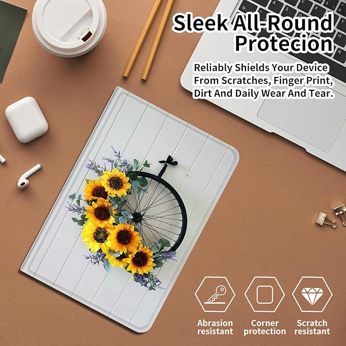 Case for Fire 7 Tablet &amp Fire 7 Kids (12th Gen 2022 Release) - Slim PU Leather Protective Smart Cover with Auto Sleep/Wake &amp Multi-Angle StandBlue Dandelion