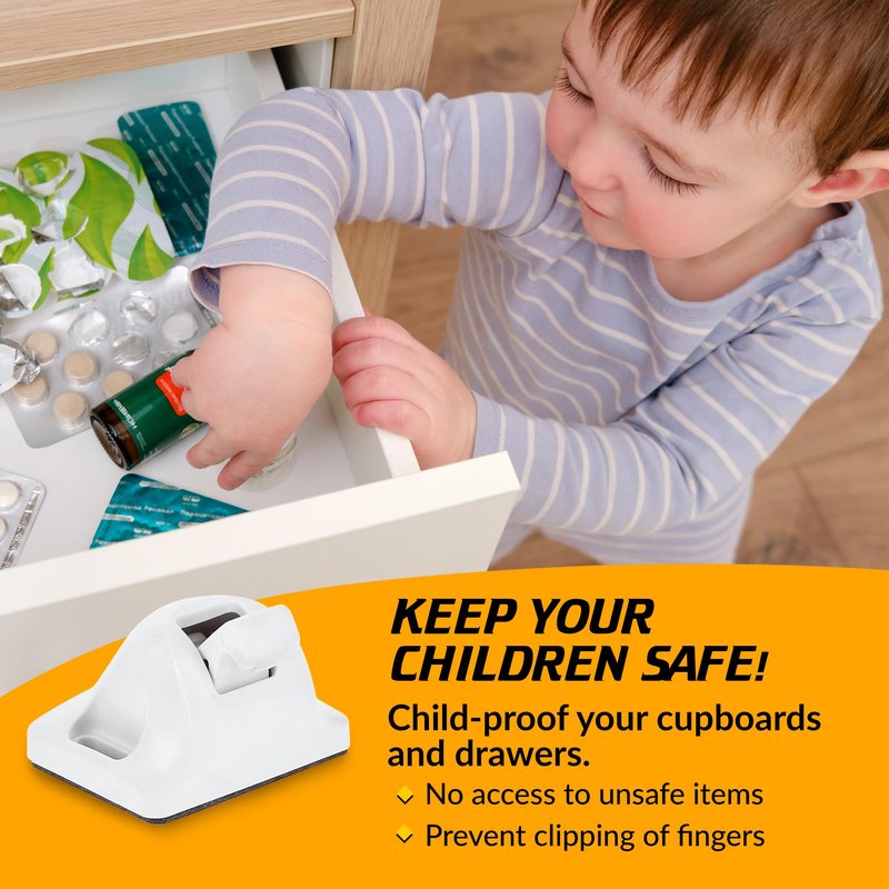 UPGRADED LICYFERN Magnetic Cabinet Locks (8 Locks & 2 Keys) - Invisible Baby Proofing Child Safety Lock & Keys – Easy to Install, Home & Kitchen Cabinet Magnetic Drawer Locks