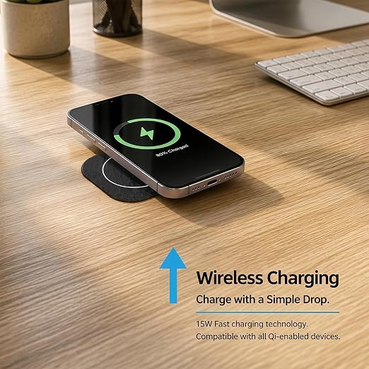 15W Black Flush Mount Wireless Charger Fast Charging Pad